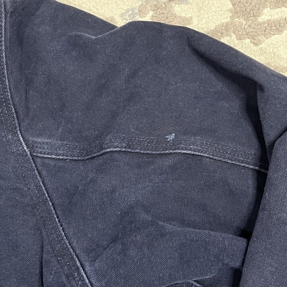 Vintage Carhartt Faded Navy Hooded Thermal Lined Canvas Jacket J25MDT Sz L Tall - Picture 6 of 15